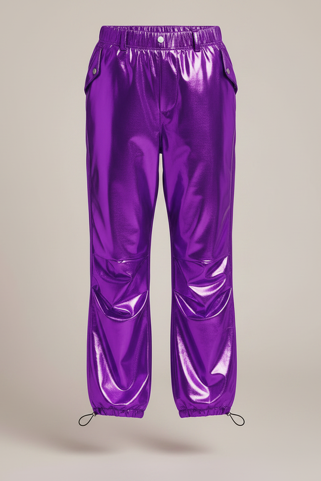 Pantalon Fluide Métallisé Violet Cargo Brillant Enfants - Polyester - vue 3