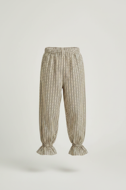 Pantalon Fluide Imprimé Rayures Cœur Ample Fille - Viscose - vue 3