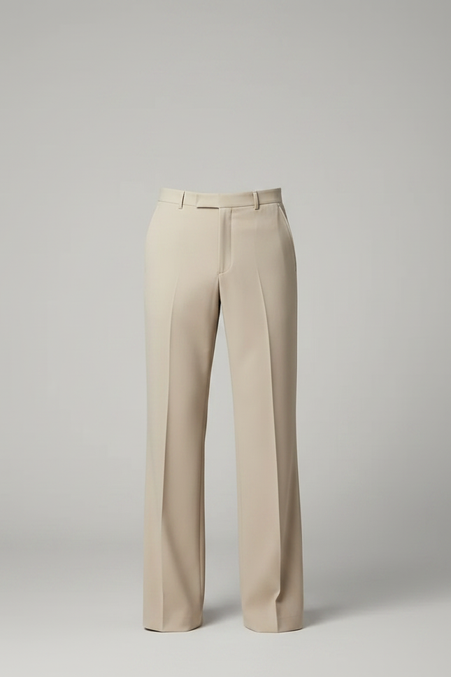 Pantalon Fluide Beige Évasé Taille Haute Élégant Homme - Gabardine - vue 3