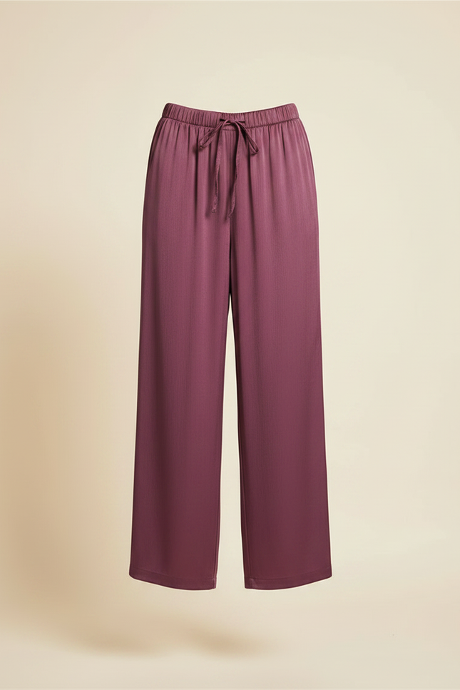 Pantalon Fluide Violet Satiné Ample Décontracté Femme - vue 3