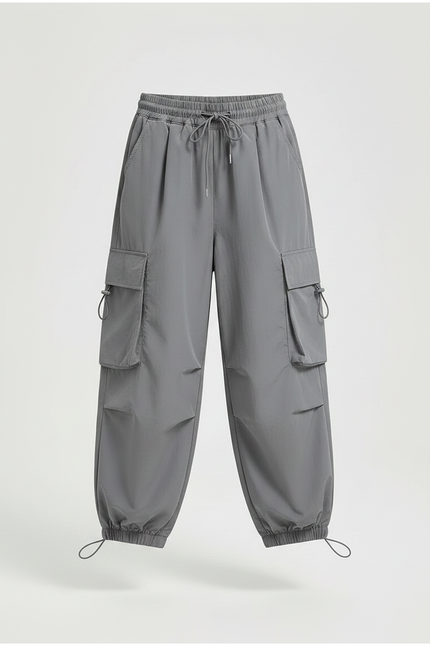 Pantalon Fluide Cargo Gris Ample Décontracté Enfants - Polyester - vue 3
