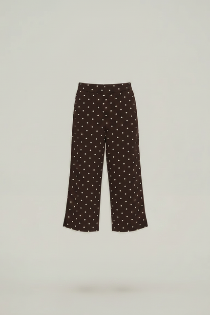 Pantalon Fluide Marron Ample Pois Blancs Fille - Viscose - vue 3