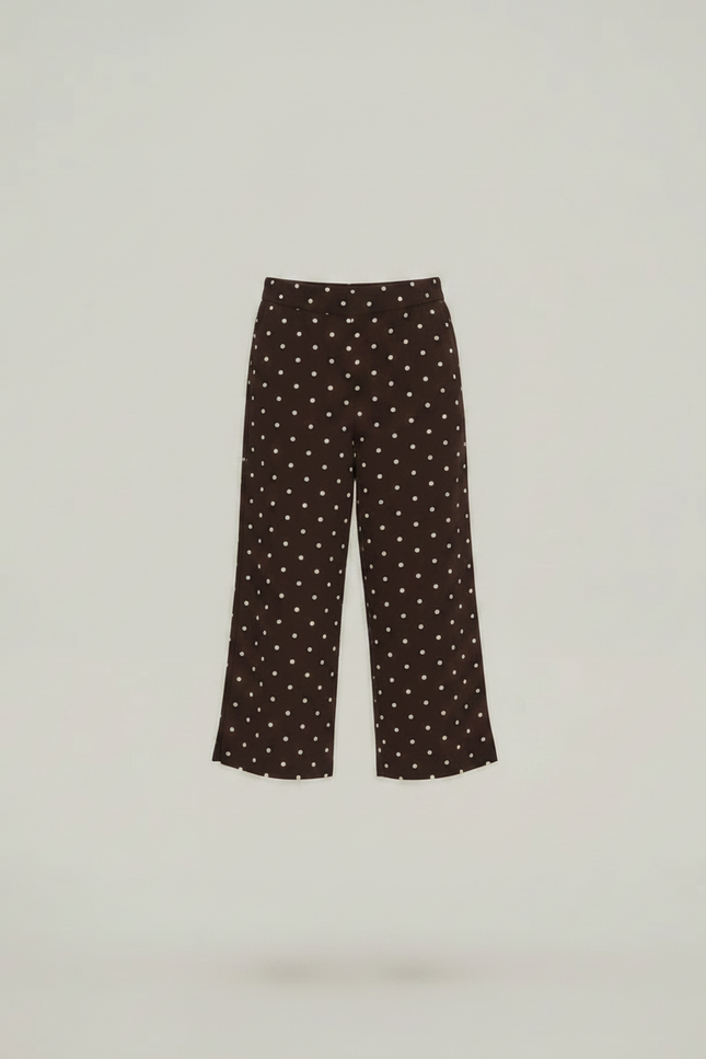 Pantalon Fluide Marron Ample Pois Blancs Fille - Viscose - vue 3