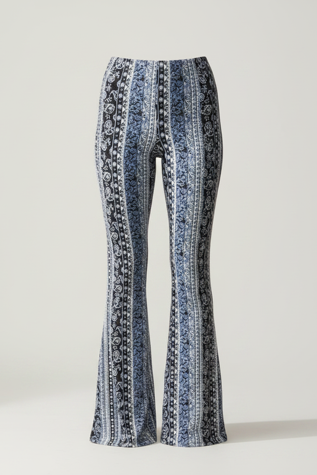 Pantalon Fluide Imprimé Bohème Évasé Confortable - Viscose - vue 3