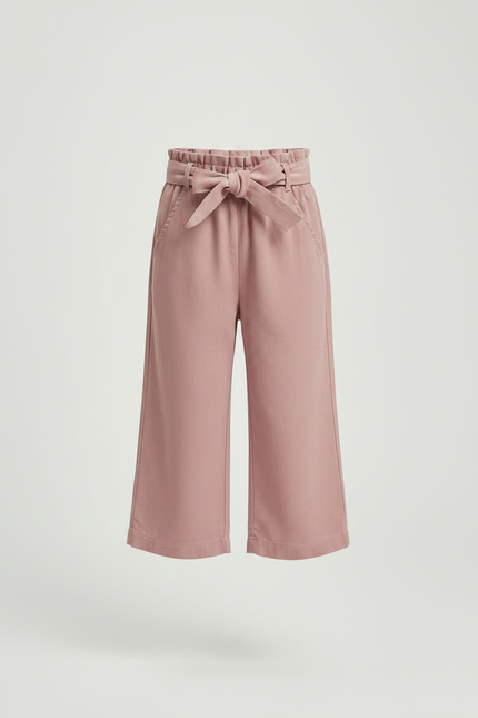 Pantalon Fluide Rose Coton Ample Ceinturé Enfant - vue 3