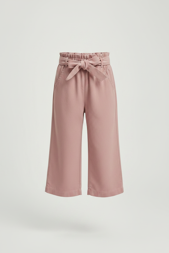 Pantalon Fluide Rose Coton Ample Ceinturé Enfant - vue 3