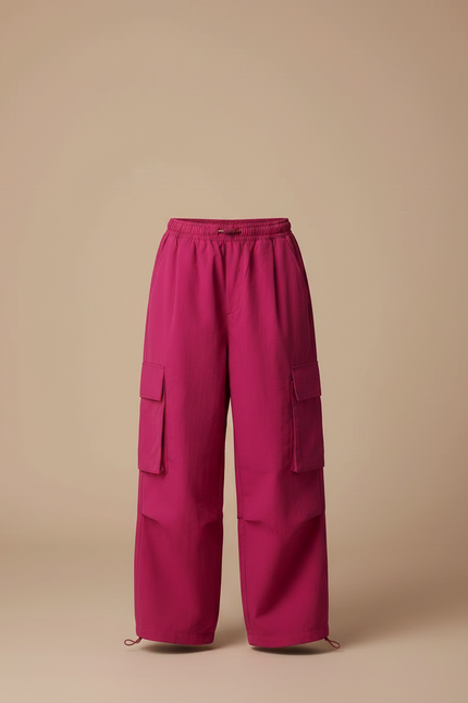 Pantalon Fluide Cargo Fushia Ample Confortable Enfant - Rose Polyester - vue 3
