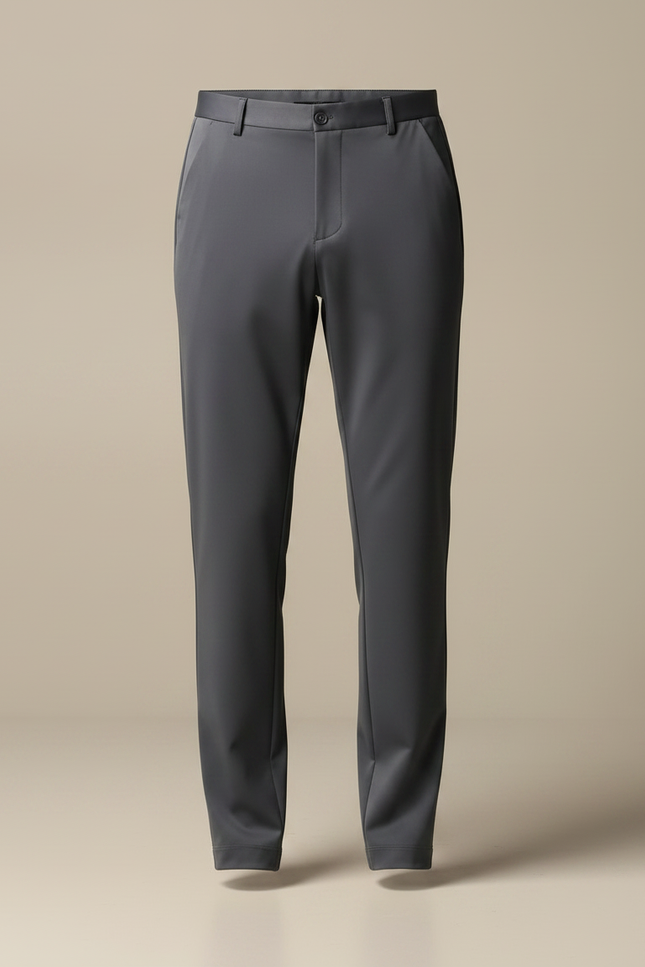 Pantalon Fluide Gris Anthracite Homme Droit Extensible - Polyester - vue 3