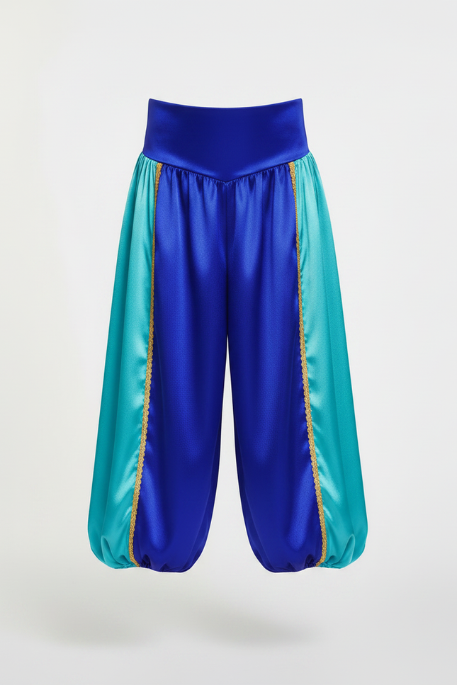 Pantalon Fluide Satiné Bicolore Ample Enfant Élastique - Bleu - vue 3