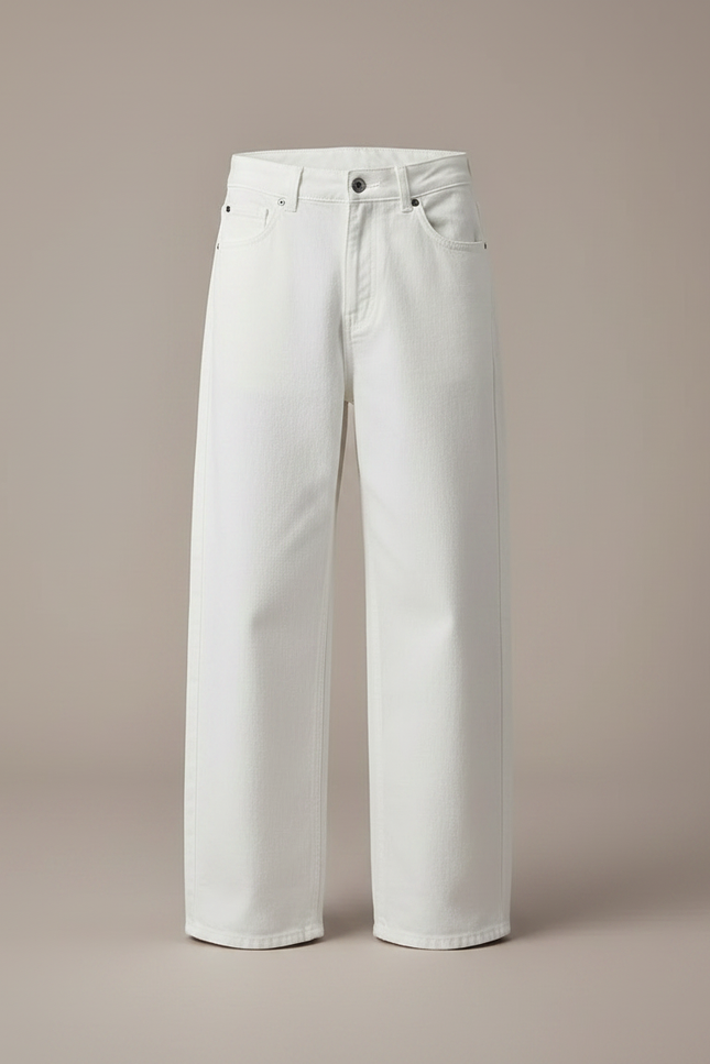 Pantalon Fluide Blanc Ample Coton Enfant Décontracté - Jean - vue 3
