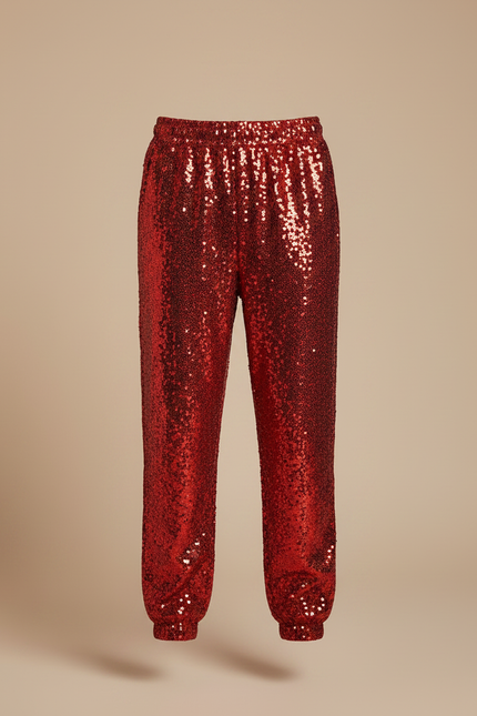 Pantalon Fluide Rouge Paillettes Scintillantes Ample Enfant - Polyester - vue 3