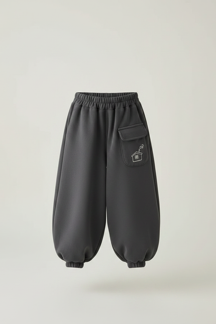 Pantalon Fluide Gris Ample Molleton Maison Enfant - vue 3