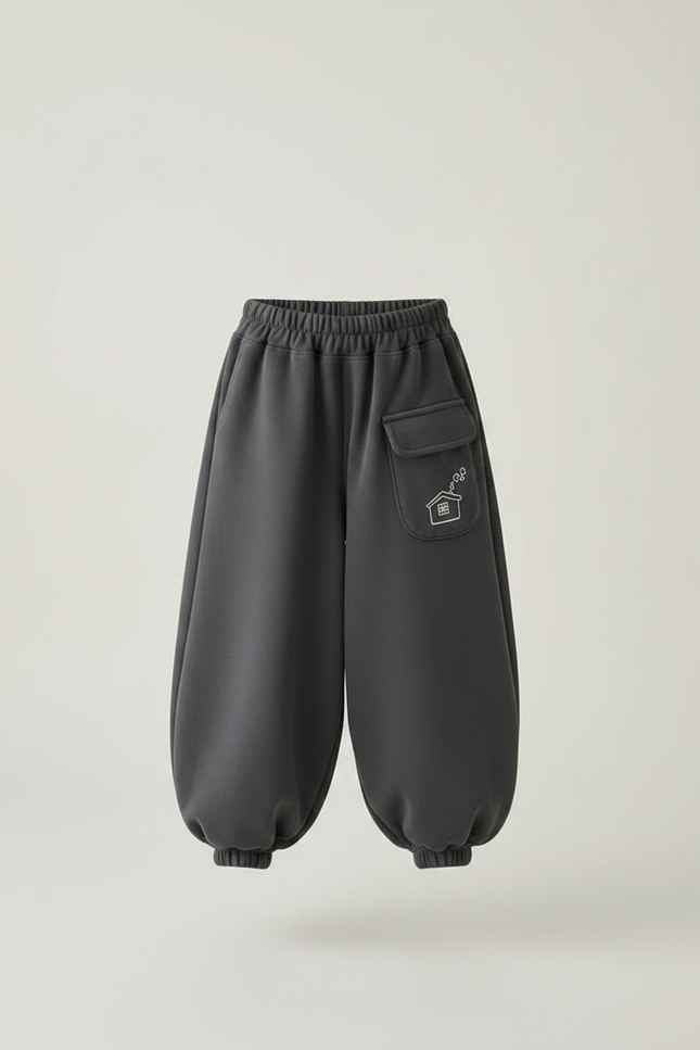 Pantalon Fluide Gris Ample Molleton Maison Enfant - vue 3