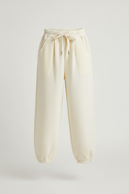 Pantalon Fluide Écru Molleton Ample Confortable Enfant - Beige - vue 3