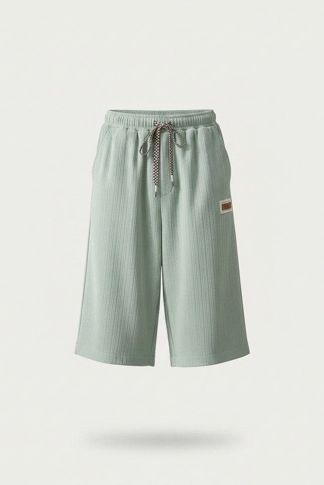 Pantalon Fluide Vert Menthe Plissé Ample Décontracté Homme - Maille - vue 3