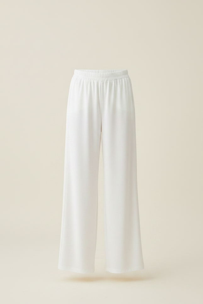 Pantalon Fluide Blanc Ample Confortable Décontracté Fille - Viscose - vue 3