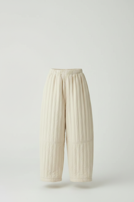 Pantalon Fluide Écru Matelassé Ample Hiver Enfant - Beige Molleton - vue 3