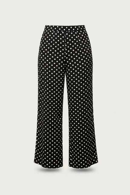 Pantalon Fluide Noir À Pois Ample Décontracté Femme - Polyester - vue 3