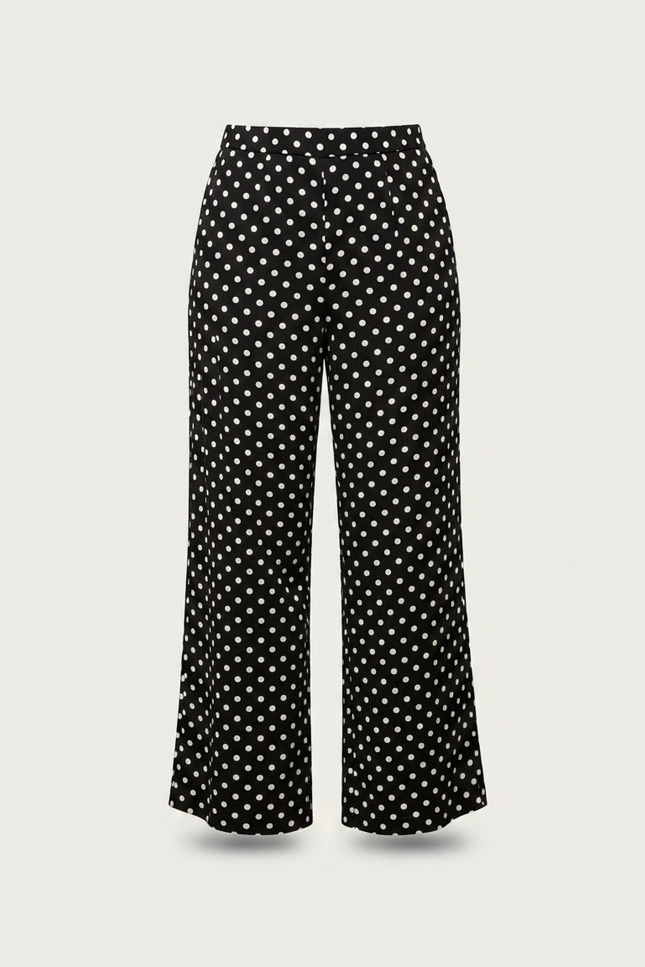 Pantalon Fluide Noir À Pois Ample Décontracté Femme - Polyester - vue 3