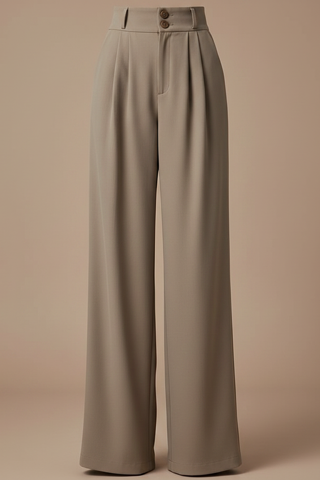 Pantalon Fluide Femme Patte D'éléphant - Kaki Viscose - vue 3