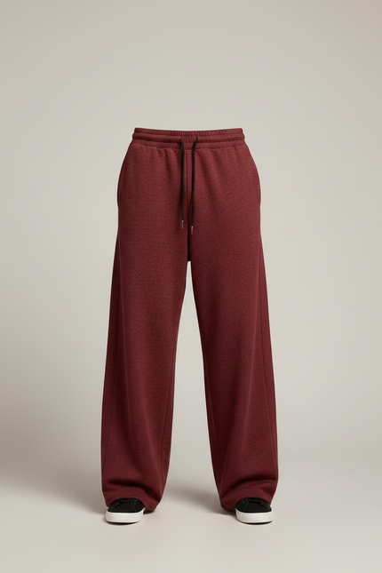 Pantalon Rouge Fluide - Bordeaux Molleton - vue 3