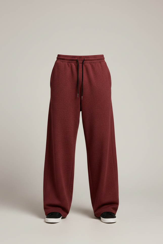 Pantalon Rouge Fluide - Bordeaux Molleton - vue 3