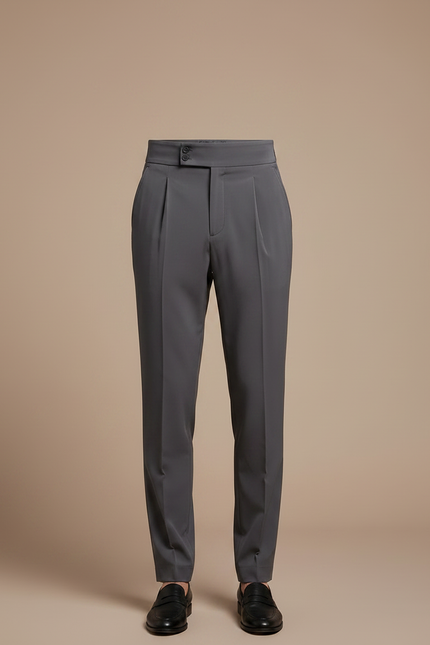 Pantalon Fluide Gris Taille Haute Plissé Élégant - Polyester - vue 3