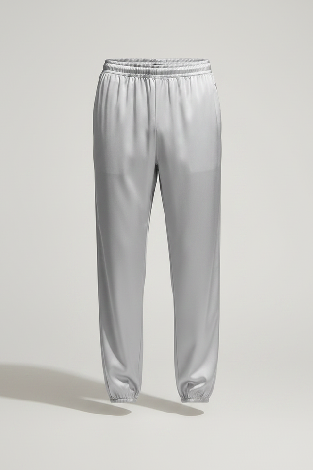 Pantalon Fluide Gris Satiné Ample Décontracté Homme - Argenté - vue 3