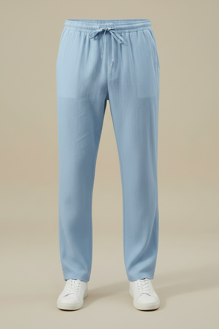Pantalon Fluide Couleur Jean - Bleu Lin - vue 3