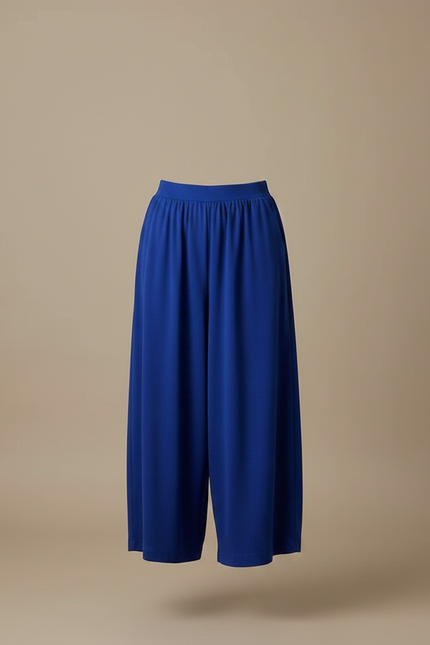 Pantalon Fluide Bleu Ample Taille Élastique Confortable - Viscose - vue 3