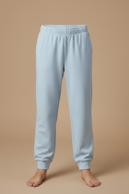 Pantalon Fluide Bleu Ciel Ample Doux Enfant Confortable - Molleton - vue 3