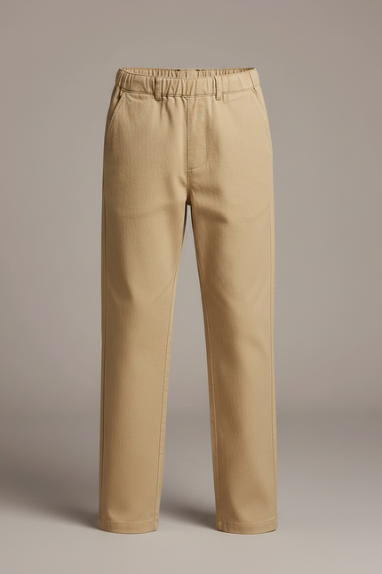 Pantalon Fluide Beige Coton Décontracté Enfant Uni - vue 3