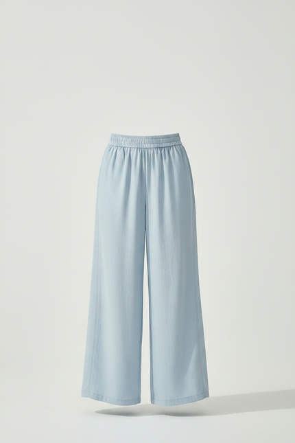 Pantalon Fluide Bleu Ciel Ample Décontracté Léger - Viscose - vue 3