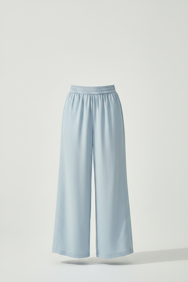 Pantalon Fluide Bleu Ciel Ample Décontracté Léger - Viscose - vue 3