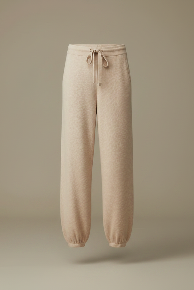 Pantalon Fluide Beige Maille Ample Confortable Femme - vue 3