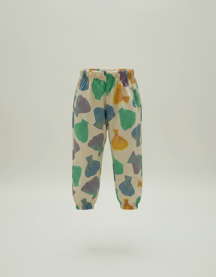 Pantalon Fluide Beige Imprimé Coquillage Ample Enfant - Coton - vue 2