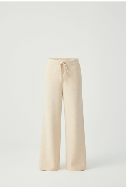 Pantalon Fluide Crème Laine Ample Tricoté Enfant - Beige Maille - vue 3
