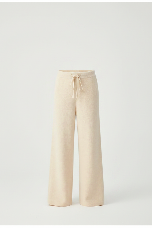 Pantalon Fluide Crème Laine Ample Tricoté Enfant - Beige Maille - vue 3