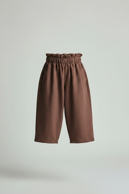 Pantalon Fluide Marron Coton Ample Décontracté Enfant - vue 3