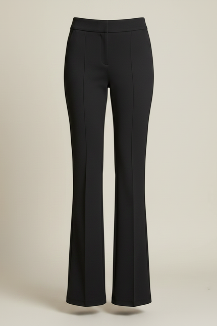 Pantalon Fluide Noir Évasé Taille Haute Élégant - Polyester - vue 3