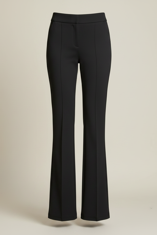 Pantalon Fluide Noir Évasé Taille Haute Élégant - Polyester - vue 3