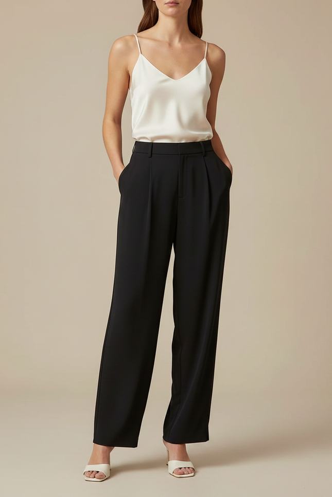 Pantalon Fluide Satin Noir - vue 3
