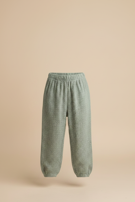 Pantalon Fluide Vert Ample Mousseline Enfant - Coton - vue 3