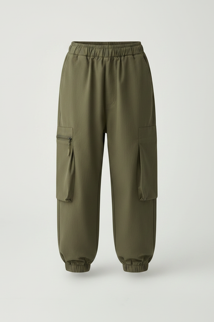 Pantalon Fluide Kaki Ample Cargo Garçon Coton - vue 3