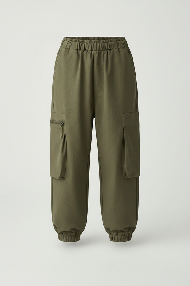 Pantalon Fluide Kaki Ample Cargo Garçon Coton - vue 3