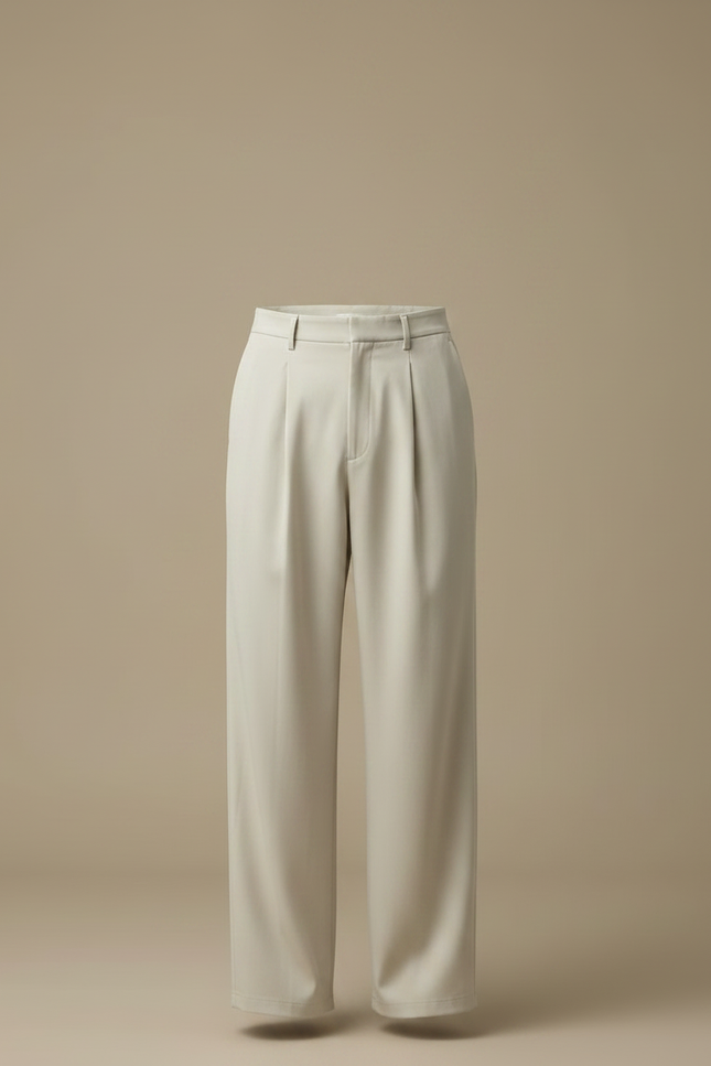 Pantalon Fluide Beige Large Plissé Élégant Homme - Polyester - vue 3