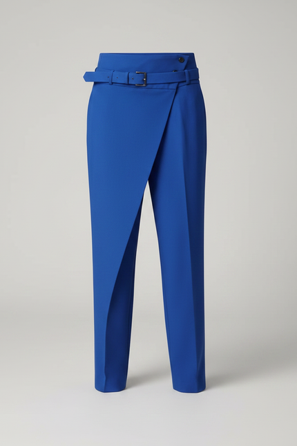Pantalon Fluide Bleu Asymétrique Ceinturé Élégant Garçon - Polyester - vue 3