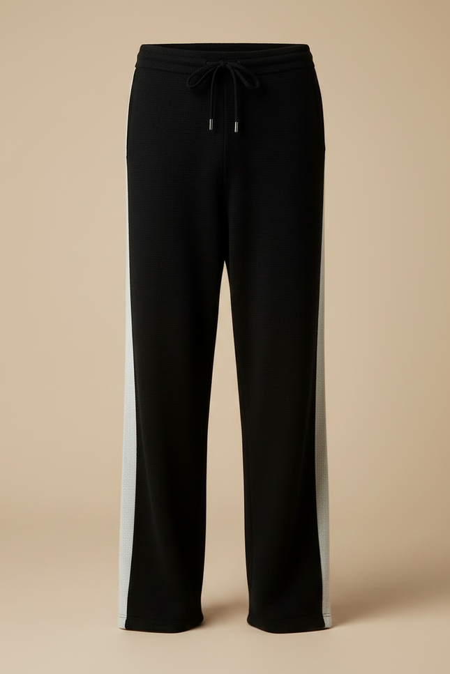 Pantalon Fluide Noir Laine Mérinos Jacquard Décontracté - vue 3