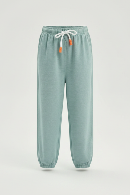 Pantalon Fluide Vert Ample Coton Élastique Enfant - Molleton - vue 3