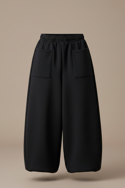 Pantalon Fluide Noir Ample Molleton Épais Enfant - vue 3